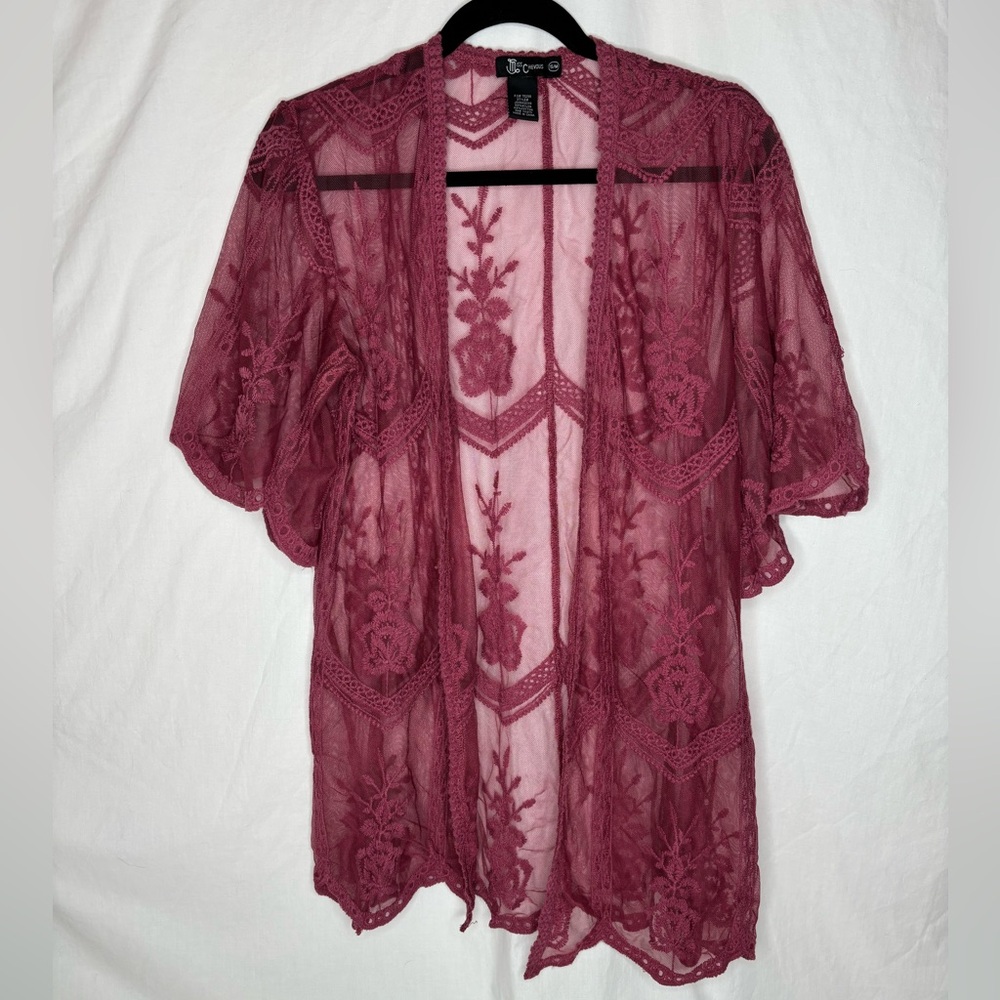 Miss Chievous women’s coverup sizeS/M wine/plum color  open crochet mesh